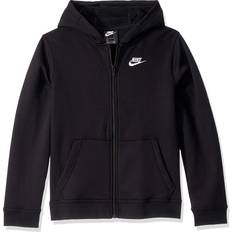 Baumwolle Oberteile Nike Kid's Sportswear Club Full Zip Hoodie - Black/Black/White (BV3699-010)