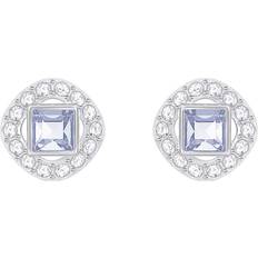 Swarovski Angelic Square Pierced Earrings - Silver/Blue