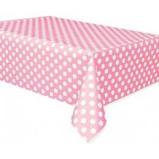 Unique Party Table Cloth Polka Dot Hatch White/Pink