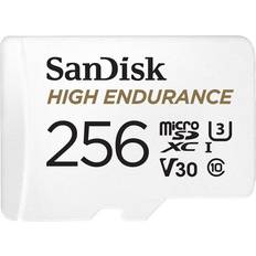 256 GB Minnekort & minnepenner SanDisk High Endurance microSDXC Class 10 UHS-I U3 V30 256GB +Adapter
