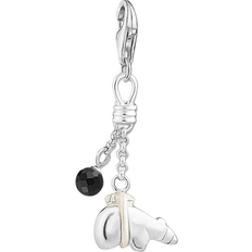 Thomas Sabo Ethno Bear Charm Pendant - Silver/Onyx