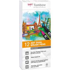 Vannbasert Penseltusjer Tombow ABT Dual Brush Pens Gray Colors 12-pack