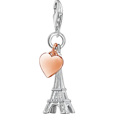Thomas Sabo Charm Club Eiffel Tower with Heart Charm Pendant - Silver/Rose Gold
