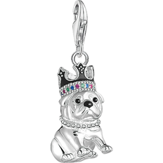 Thomas Sabo Charm Club Bulldog with Crown Charm Pendant - Silver/Multicolour