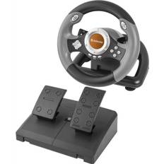 PC Ratt - og pedalsett Defender Challenge Mini LE Gaming Wheel - Black/Silver