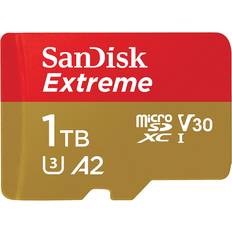 1 TB Minnekort SanDisk Extreme microSDXC Class 10 UHS-I U3 A2 190/130MB/s 1TB +Adapter