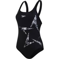 Speedo Boomstar Placement Racerback Swimsuit - Black/White