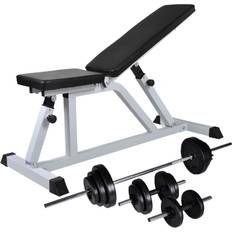 vidaXL Exercise Bench Set with Barbell & Dumbbells 30.5 kg