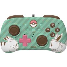 Game-Controllers Hori Horipad Mini Controller - Pokémon: Pikachu & Eevee (Nintendo Switch) - Green/Bown