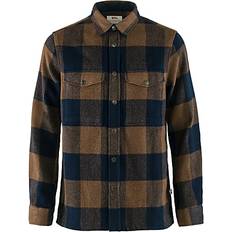 Herre - L - Ull Skjorter Fjällräven Men's Canada Shirt - Chestnut/Dark Navy