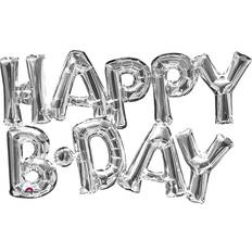 Text & Theme Balloons Amscan Happy B-Day Letter Balloon Silver