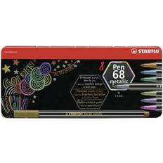 Wasserbasiert Textilstifte Stabilo Pen 68 Metallic Metal Box 8-pack