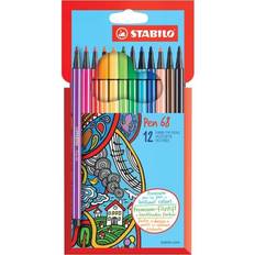 Wasserbasiert Textilstifte Stabilo Pen 68 Fibre Tip 12-pack