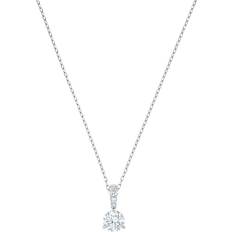 Damen Halsketten Swarovski Solitaire Pendant Necklace - Silver/White