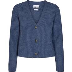 Ganni Rib Knit Cardigan - Dutch Blue