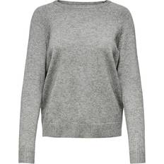 Only Solid Colored Knitted Pullover - Grey/Medium Grey Melange