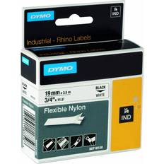 Dymo Kontorartikler Dymo Rhino Flexible Nylon Tape Black on White 1.9cmx4m