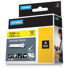 Dymo Kontorartikler Dymo Rhino Flexible Nylon Tape Black on Yellow 1.2cmx3.5m