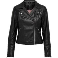 Damen - Schwarz Jacken Only Gemma Biker Faux Leather Jacket - Black