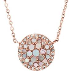 Damen Halsketten Fossil Pearl Disc Necklace - Rose Gold/Pink