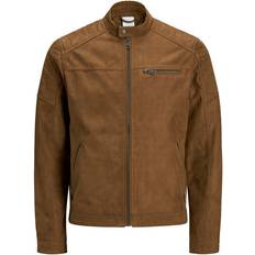 Herren - Viskose Jacken Jack & Jones Faux Leather Jacket - Brown/Cognac