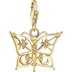 Thomas Sabo Butterfly Star & Moon Charm Pendant - Gold/White