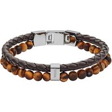 Svarte Armbånd Fossil Leather Bracelet - Black/Brown