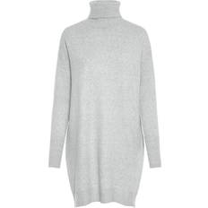 Lockere Passform Kleider Vero Moda Rollneck Knitted Dress - Grey/Light Grey Melange