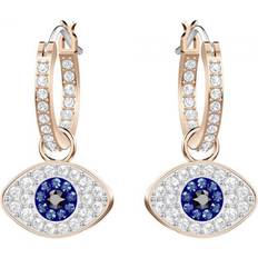 Swarovski Women Earrings Swarovski Symbolic Evil Eye Hoops - Rose Gold/Blue/Transparent