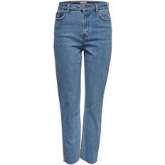 Damen - L - L32 - W30 Jeans Only Emily Hw Cropped Ankle Straight Fit Jeans - Blue Light Denim