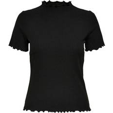Dame - Høy krage T-skjorter Only High Neck Short Sleeved Top - Black/Black