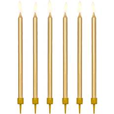 PartyDeco Decor Birthday Candles Gold 12-pack
