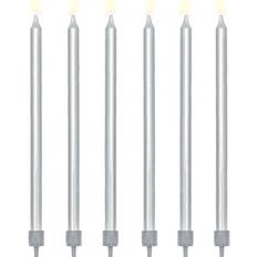 PartyDeco Decor Birthday Candles Silver 12-pack