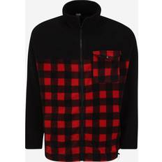 Urban Classics Patterned Polar Fleece Track Jacket - Black/Redcheck