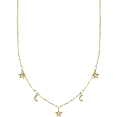 Thomas Sabo Moons and Stars Necklace - Gold/White