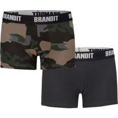 Beige Unterhosen Brandit Boxershorts Logo 2er Pack - Dark Camo/Black