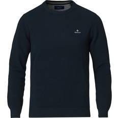 Gant Cotton Pique Crew Neck Sweater - Evening Blue