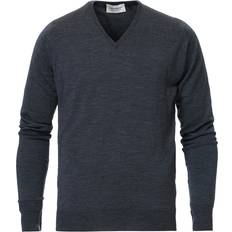 John Smedley Bobby Extra Fine Merino V-Neck Pullover - Charcoal