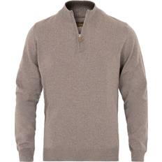 Stenströms Merino Half Zip Knitted Top - Mud Brown