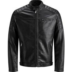 Herren - Viskose Jacken Jack & Jones Imitation Leather Jacket - Black