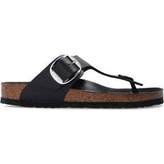 Birkenstock Gizeh Shoes Birkenstock Gizeh Big Buckle Oiled Leather - Black