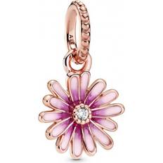 Pandora Daisy Flower Dangle Charm - Rose Gold/Pink/Transparent