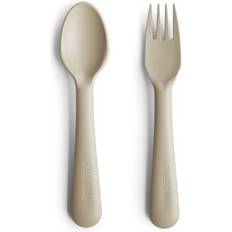Plast Barnebestikk Mushie Dinnerware Fork & Spoon Set