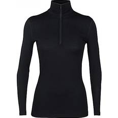 Dame - Ski Undertøy Icebreaker Merino 200 Oasis Long Sleeve Half Zip Thermal Top Women - Black