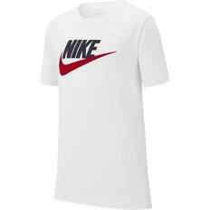 Mädchen Oberteile Nike Older Kid's Sportswear T-shirt - White/Obsidian/University Red (AR5252-107)