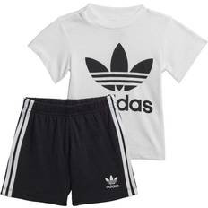 3-6M Andre sett adidas Infant Trefoil Shorts Tee Set - White/Black (FI8318)