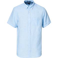 Gant Regular Fit Short Sleeve Linen Shirt - Capri Blue