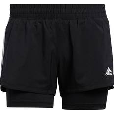 Polyester Shorts Adidas Pacer 3-Stripes Woven Two-in-One Shorts Women - Black/White