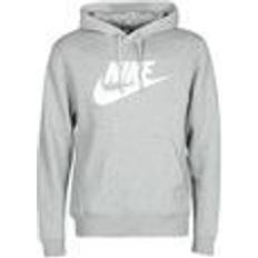 Klær Nike Club Fleece Graphic Pullover Hoodie - Dark Grey Heather/Matte Silver/White