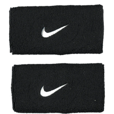 Baumwolle Schweißband Nike Swoosh Doublewide Wristband - Black/White